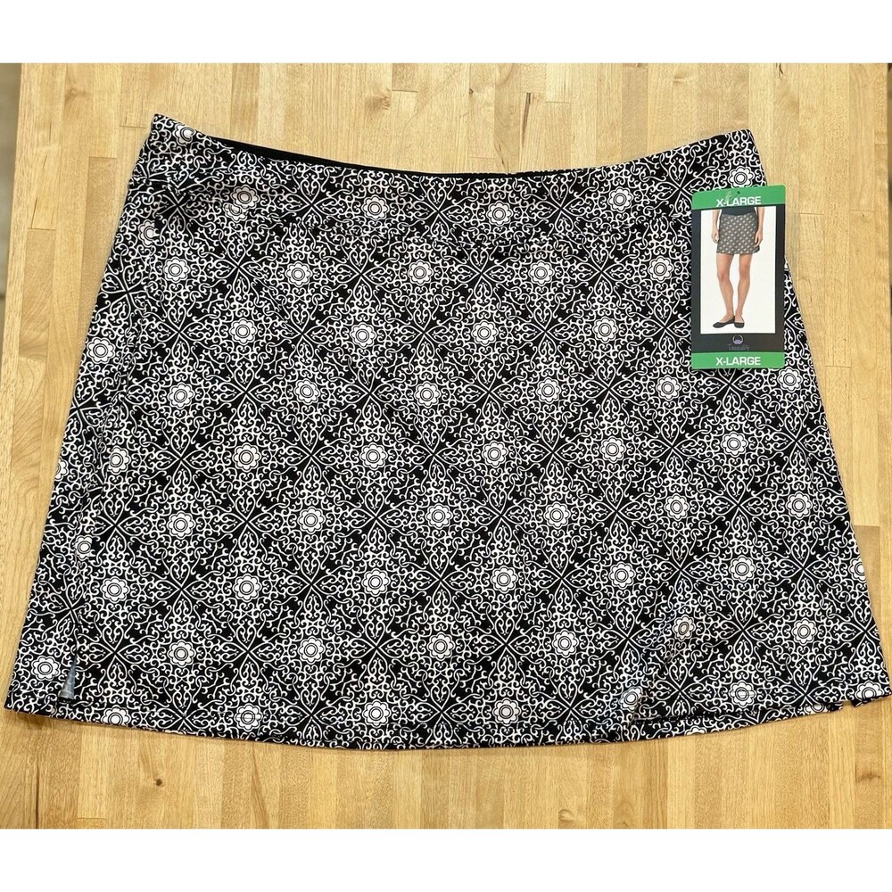 Tranquility Women's XL Black White Print Active Skort Golf Tennis NWT